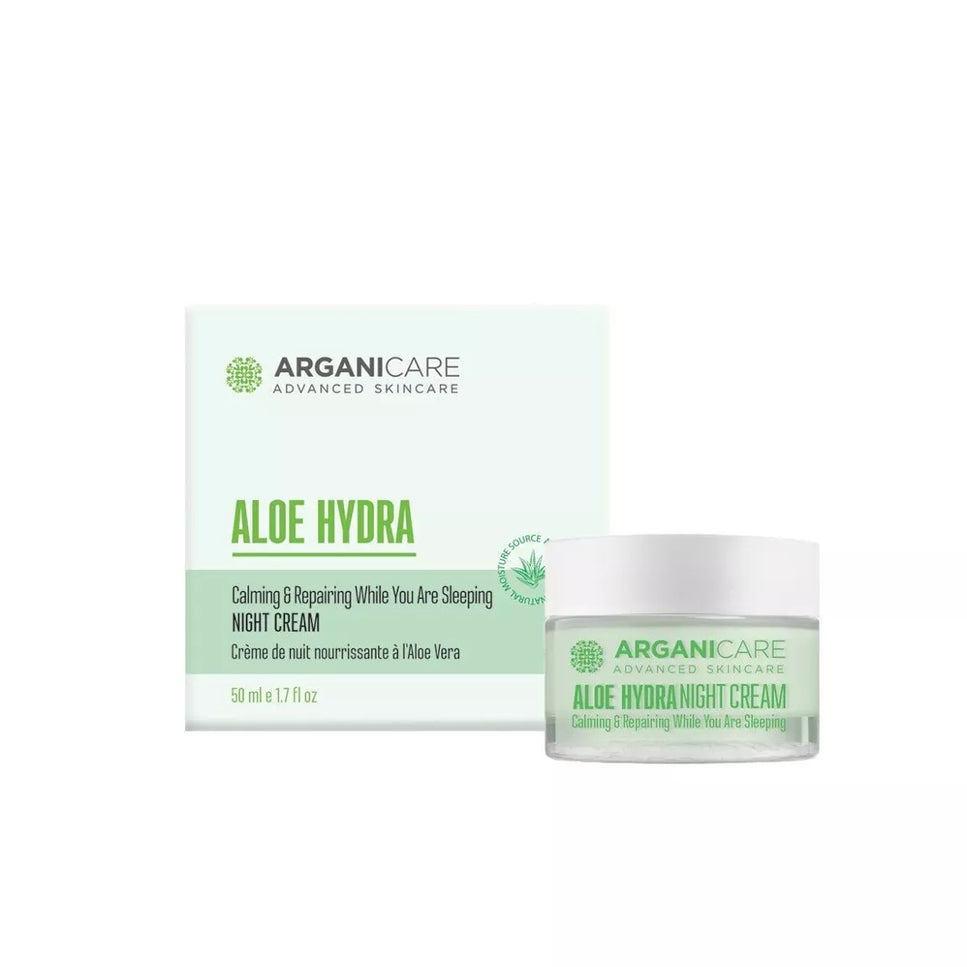 ARGANICARE Crème de nuit nourrissante et régénérante - Tous types de peaux - Aloe Vera - Nymphora