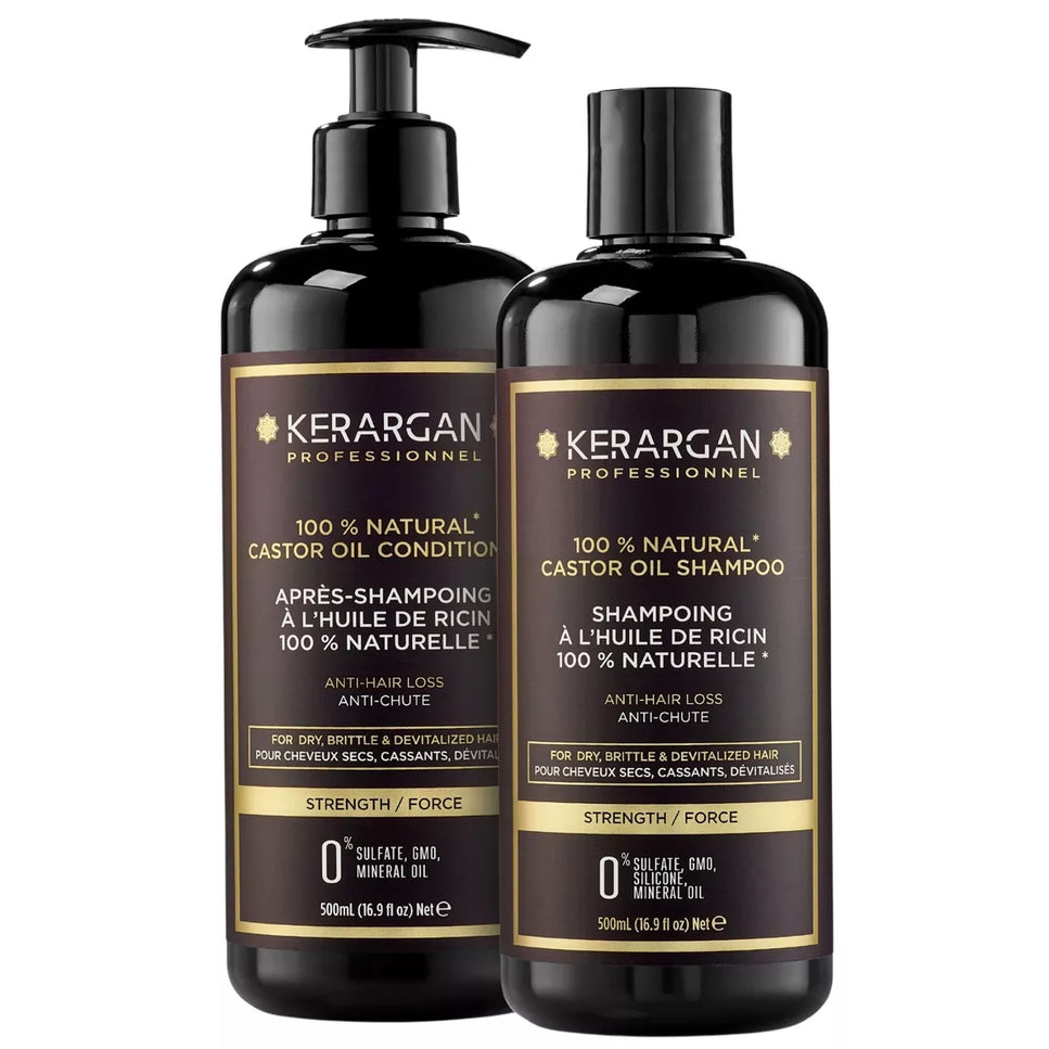 Kerargan - Duo Anti-Chute Shampoing & Après-shampoing Huile de Ricin - 2x500ml - Nymphora