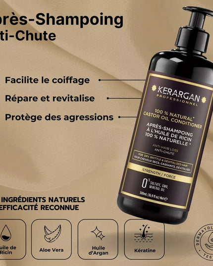 Kerargan - Duo Anti-Chute Shampoing & Après-shampoing Huile de Ricin - 2x500ml - Nymphora
