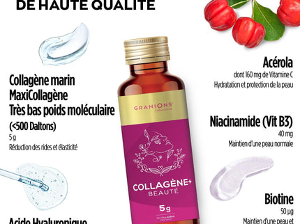 GRANIONS COLLAGENE + BEAUTÉ Goût Fruits Rouges - 8 Shots - Nymphora