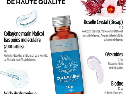 GRANIONS COLLAGENE + ANTI-ÂGE Sublimlift Goût Pêche - 10 Shots - Nymphora