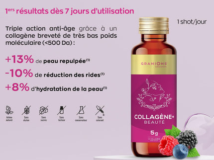 GRANIONS COLLAGENE + BEAUTÉ Goût Fruits Rouges - 8 Shots - Nymphora
