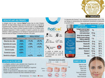 GRANIONS COLLAGENE + ANTI-ÂGE Sublimlift Goût Pêche - 10 Shots - Nymphora