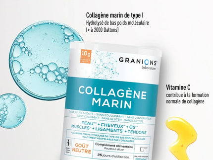 GRANIONS COLLAGENE MARIN Type 1 Goût Neutre - 285g - Nymphora