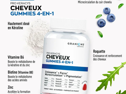 GRANIONS PRO KERACYS Cheveux 4 en 1 - 60 Gummies - Nymphora
