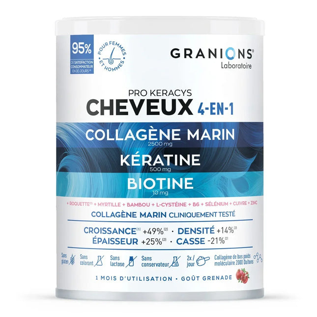 GRANIONS PRO KERACYS Collagène Cheveux 4 en 1 Poudre - 300g - Nymphora