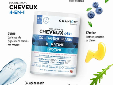GRANIONS PRO KERACYS Collagène Cheveux 4 en 1 Poudre - 300g - Nymphora